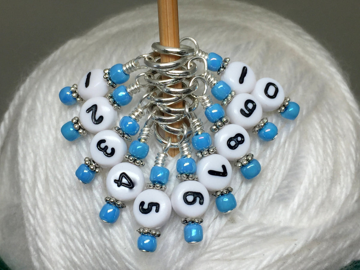 1-10 Numbered Stitch Markers for Knitting- Beaded Row Counter-Progress –  Jill's Beaded Knit Bits