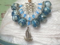 Sailboat Stitch Marker Set- Mosiac Blue , Stitch Markers - Jill's Beaded Knit Bits, Jill's Beaded Knit Bits
 - 3