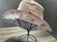 Ladies Reversible Bucket Hat, Knitting Themed Sun Hat