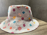 Ladies Reversible Bucket Hat, Knitting Themed Sun Hat