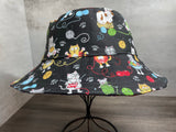 Knitting Kittens Reversible Bucket Hat, Knitting Themed Sun Hat