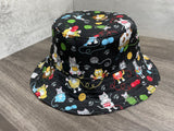 Knitting Kittens Reversible Bucket Hat, Knitting Themed Sun Hat