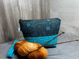 Knitting Project Bag, Crochet Project Bag, Zippered Pouch with Wristlet