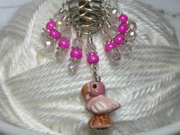 Pink Flamingo Stitch Marker Set , Stitch Markers - Jill's Beaded Knit Bits, Jill's Beaded Knit Bits
 - 6