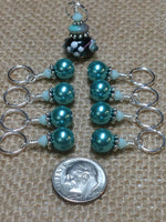 Teal Stitch Markers-Lamp Work Bead , Stitch Markers - Jill's Beaded Knit Bits, Jill's Beaded Knit Bits
 - 3