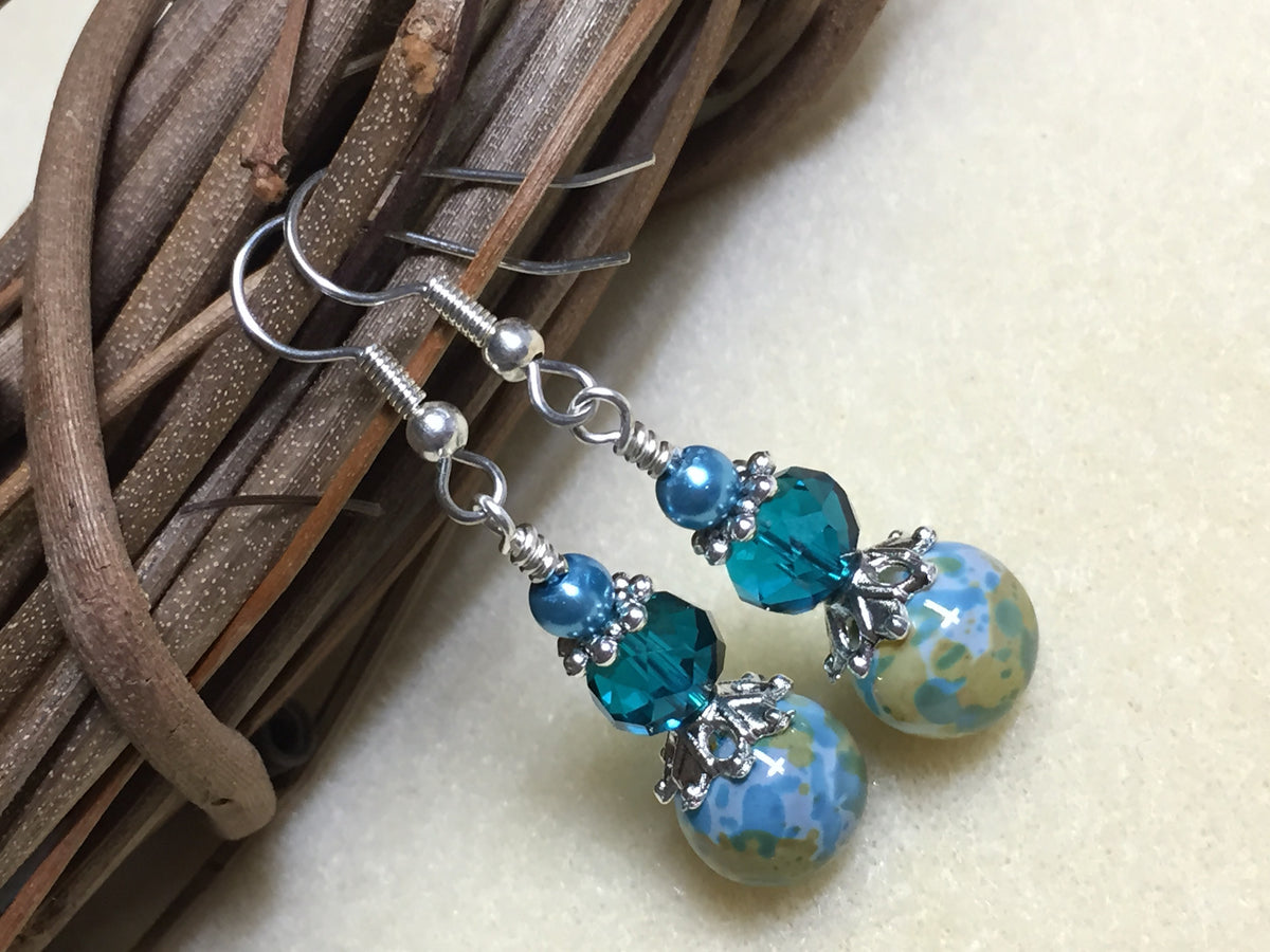 Aqua Green Speckle French Hook Wire Earrings- Surgcal Steel – Jill's ...