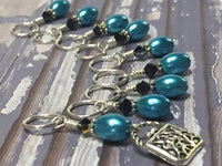 Teal Stitch Marker Set with Purse Charm | Knitters Gift | Snag Free