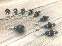 Snag Free Blue & Brown Stitch Marker Set | Gifts for Knitters |