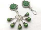 Green Mandala Magnetic Portuguese Knitting Pin & Stitch Marker Set | Gift for Knitters |