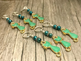 Jade Green Cats Stitch Marker Set, Sizes US3 to US15