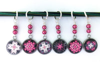 Raspberry Medallion Stitch Markers for Knitting or Crochet | Gift for Knitters | Choose Rings or Clasps | Mandala