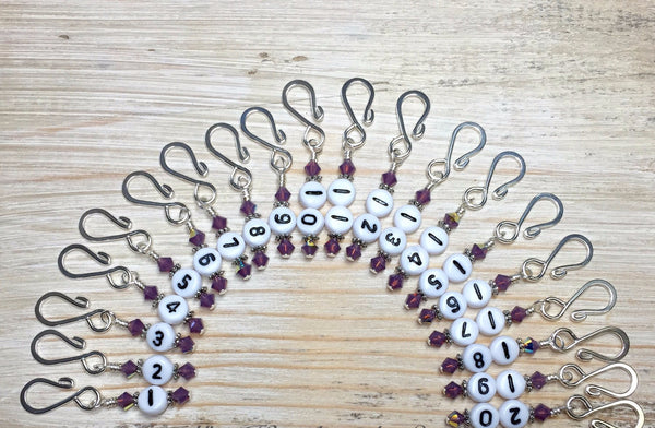 1-20 Row Counter Stitch Markers- Removable Number Counting Markers