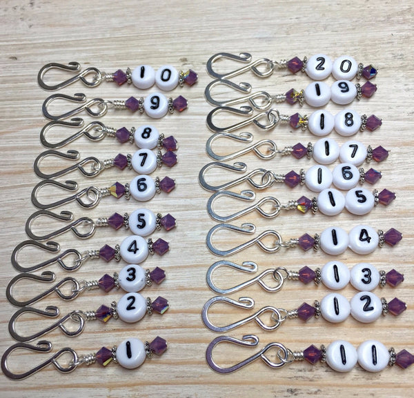 1-20 Row Counter Stitch Markers- Removable Number Counting Markers – Jill's  Beaded Knit Bits