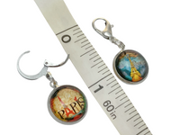 Paris Themed Stitch Marker Charms for Knitting or Crochet, Closed Rings, Open Rings, or Clasps