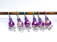 Purple and Gold Stitch Markers for Knitting