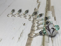 Knitting Stitch Marker Set- Swirl Design Lamp Work Bead , Stitch Markers - Jill's Beaded Knit Bits, Jill's Beaded Knit Bits
 - 4